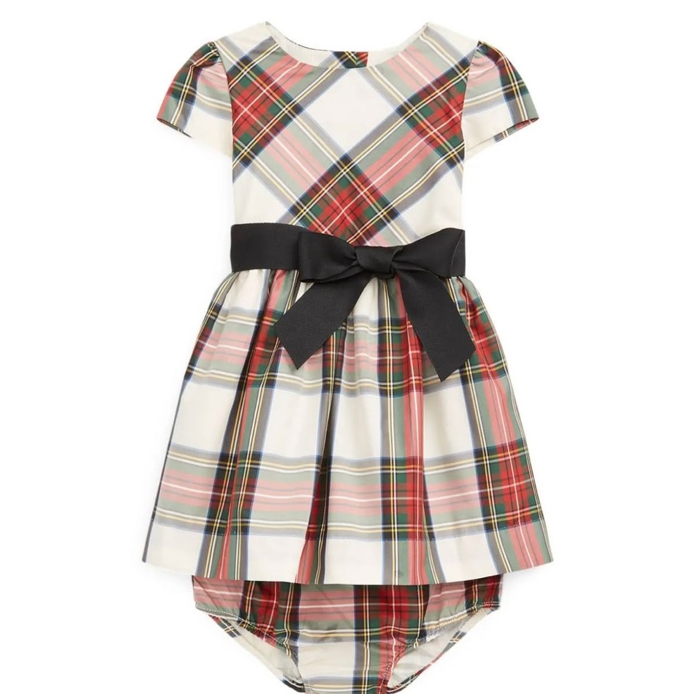 BRAND NEW Polo Ralph Lauren Baby Girls Plaid Taffeta Dress & Bloomer - Size 3M